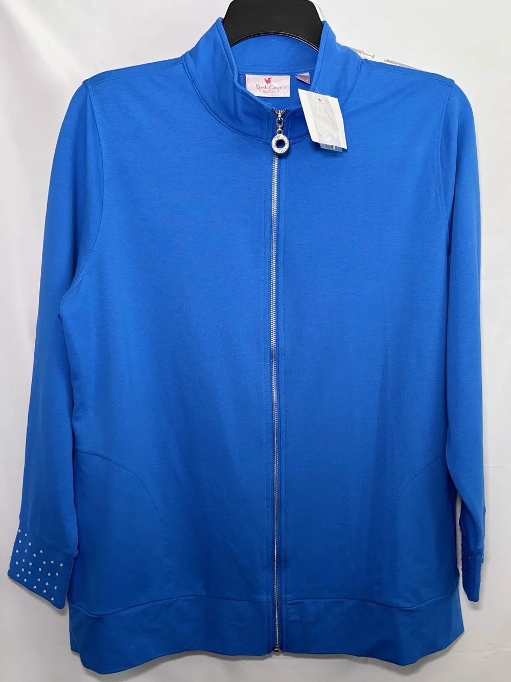 Quacker Factory by Jeanne Bice Royal Blue Full Zip Jacket w/ Rhinestone Accents